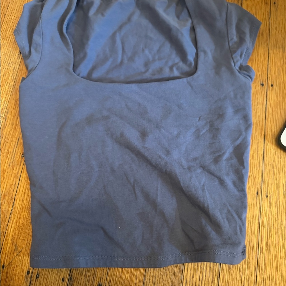 Garage Blue Fitted Cap Sleeve Tank Top